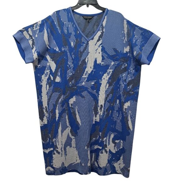 Ming Wang Textured Elegant Chic Knit Abstract Shift Dress XL Blue Multi-Color - Picture 3 of 17